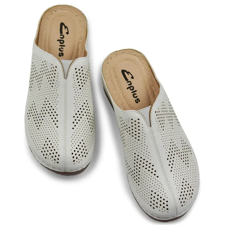 White women's health flip-flops with closed toes