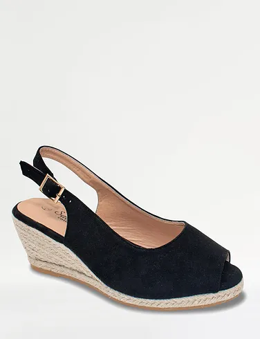 Wide E Fit Mock Suede Espadrille Sandal