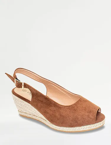 Wide E Fit Mock Suede Espadrille Sandal