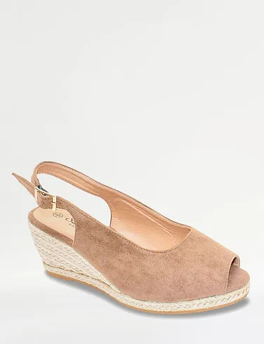 Wide E Fit Mock Suede Espadrille Sandal