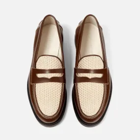 Wilde Chestnut + White Rattan Penny Loafer - Men's