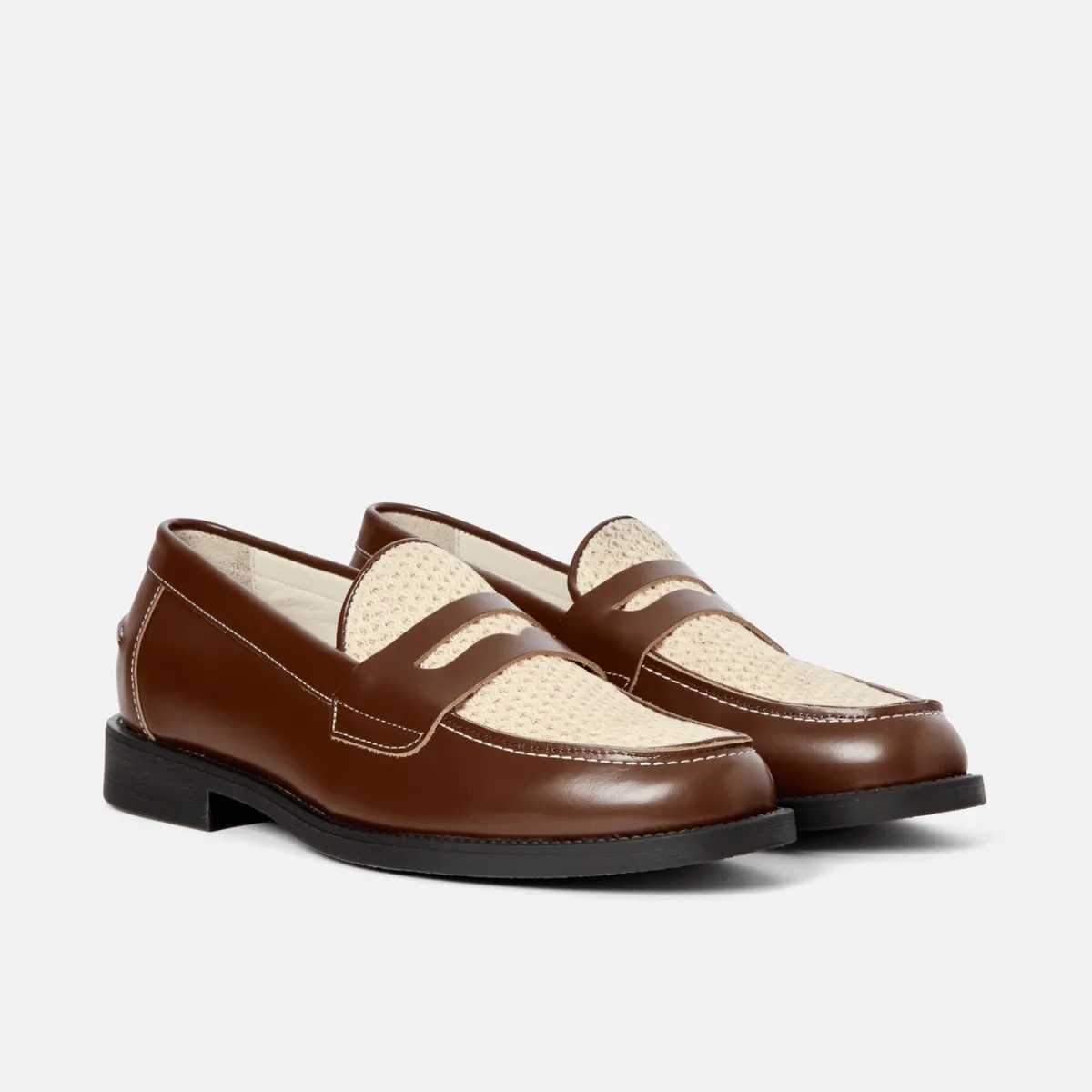 Wilde Chestnut + White Rattan Penny Loafer - Men's