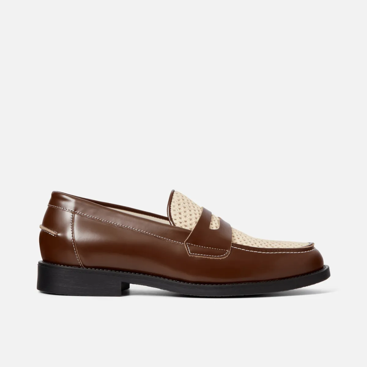 Wilde Chestnut + White Rattan Penny Loafer - Men's