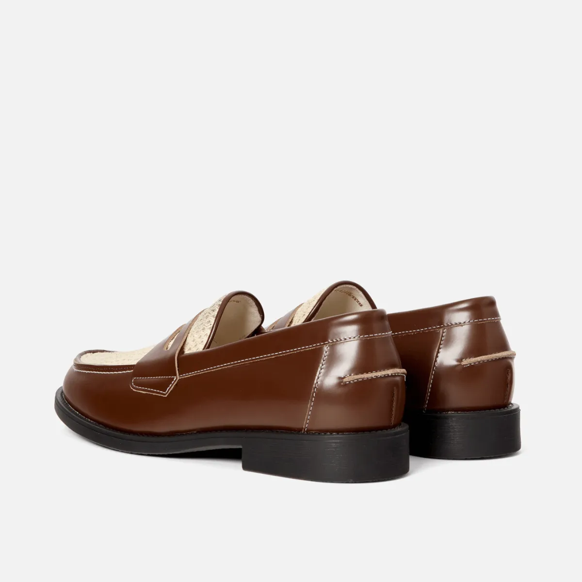 Wilde Chestnut + White Rattan Penny Loafer - Men's