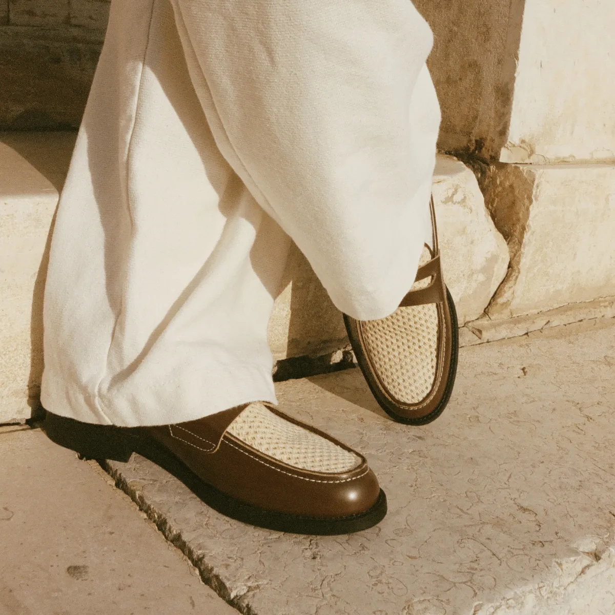 Wilde Chestnut + White Rattan Penny Loafer - Men's