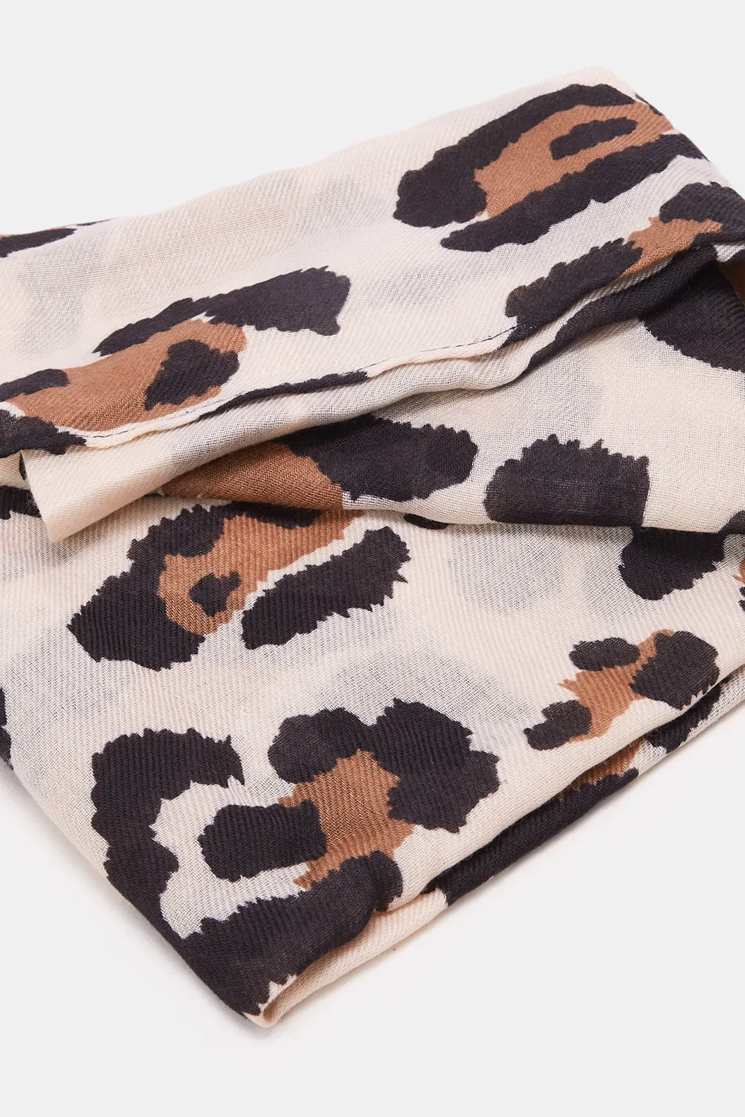 Women Beige Animal Printed Scarf