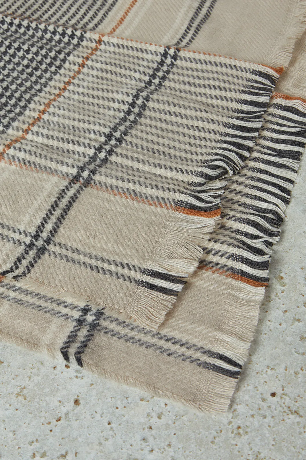 Women Beige Knitted Blanket Scarf