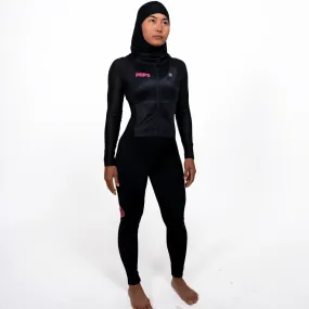 Women Full Length Swimsuit Long Sleeve (Black)