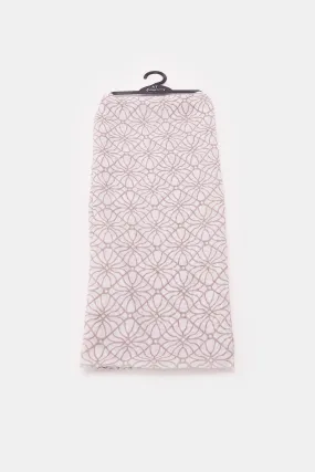 Women Ivory And Pink Printed Printed Scarf