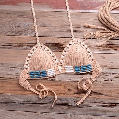 Women's Handmade Crochet Bikini Push-Up Triangle Bathing Swimwear