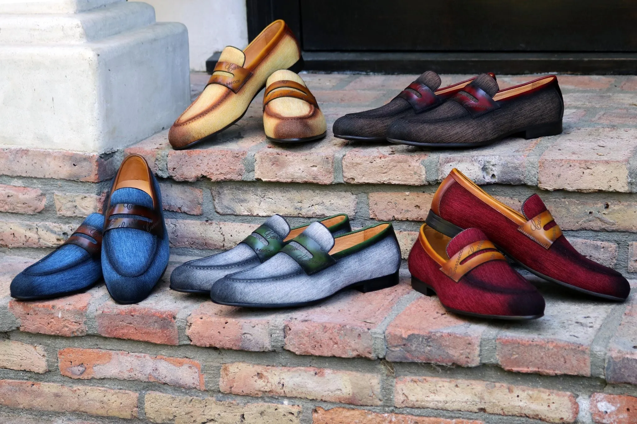 Woven Canvas & Calfskin Slip-On Loafer Burgundy/Camel