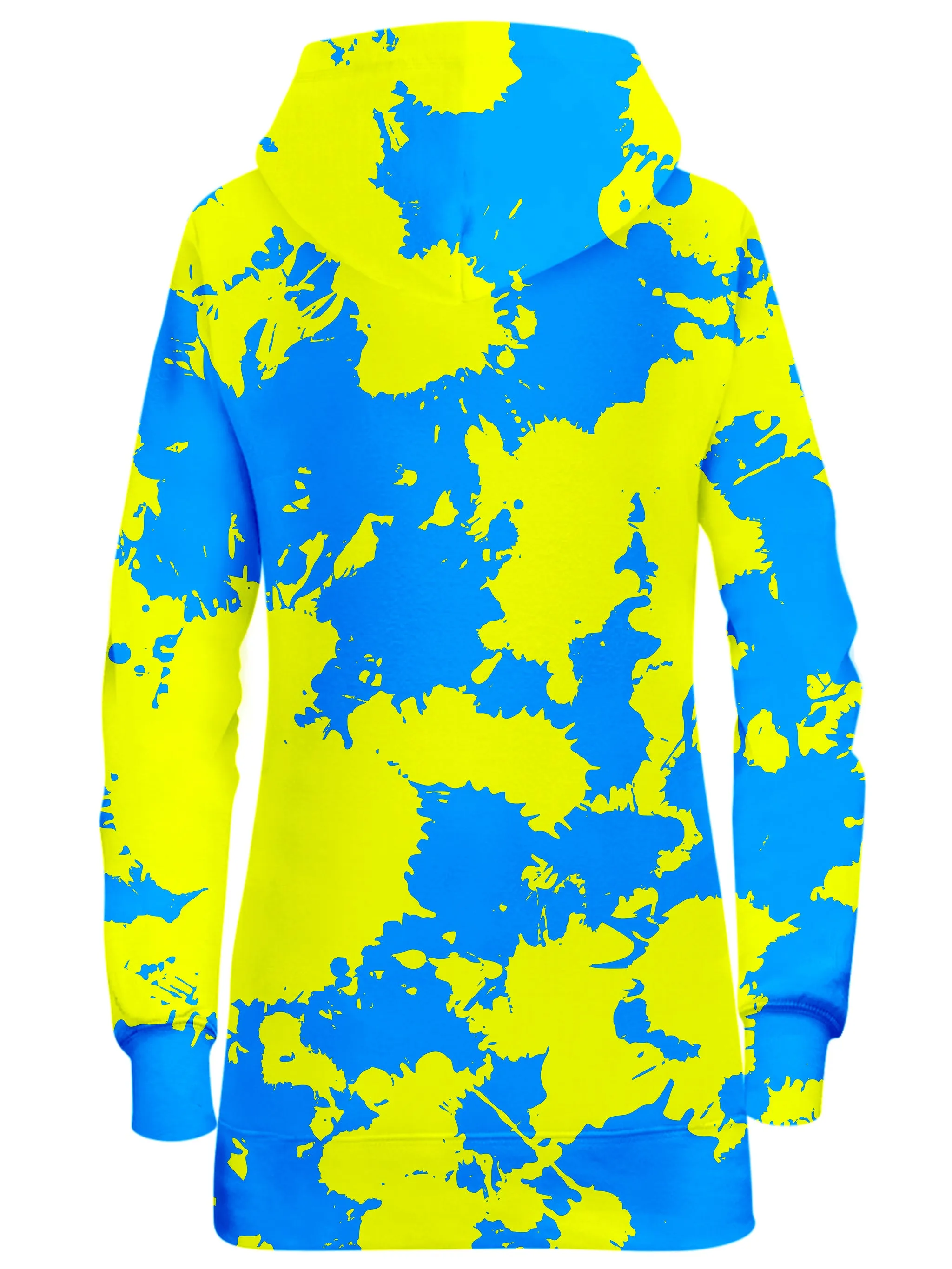 Yellow and Blue Paint Splatter Hoodie Dress