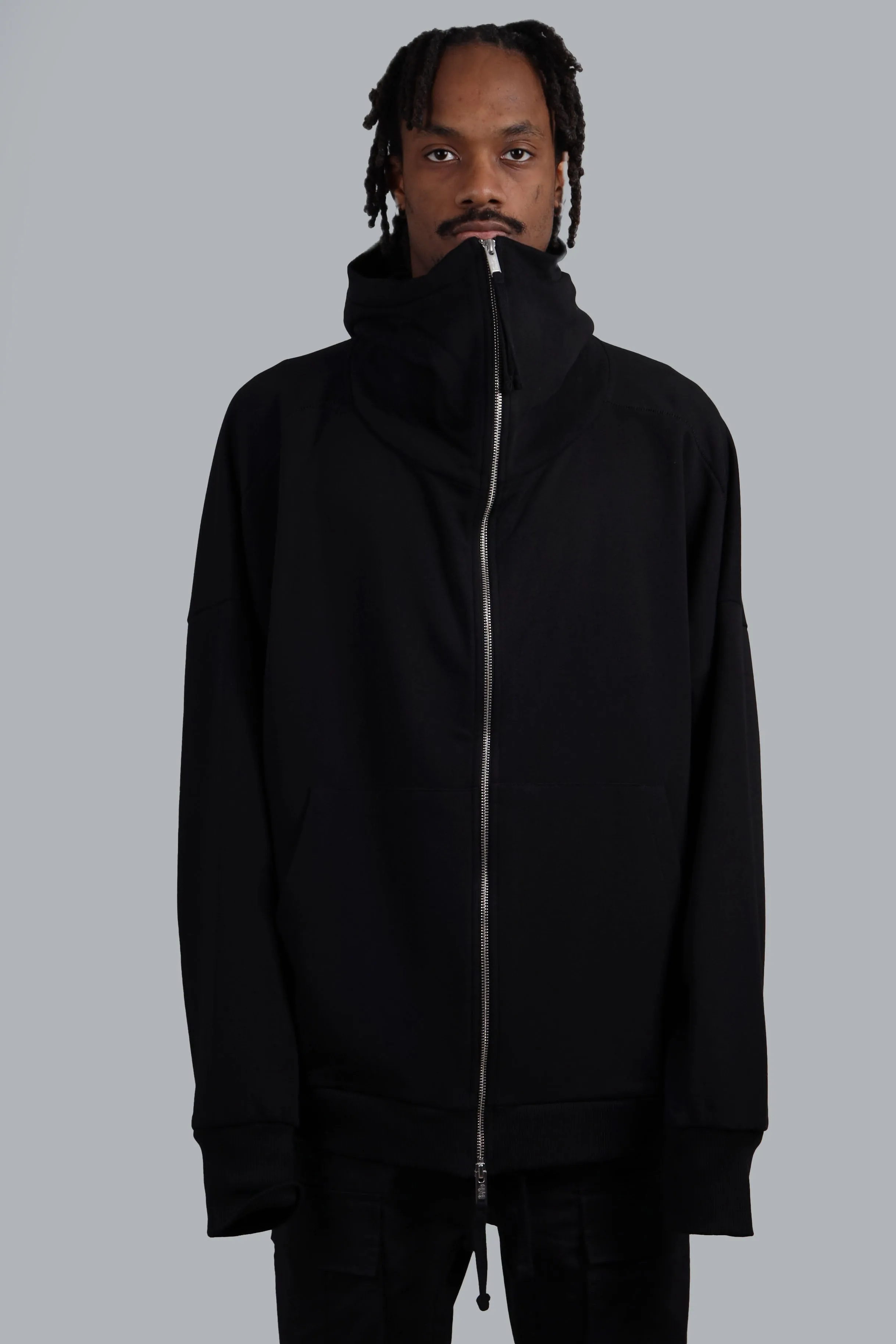 Zip Through Hoodie Black