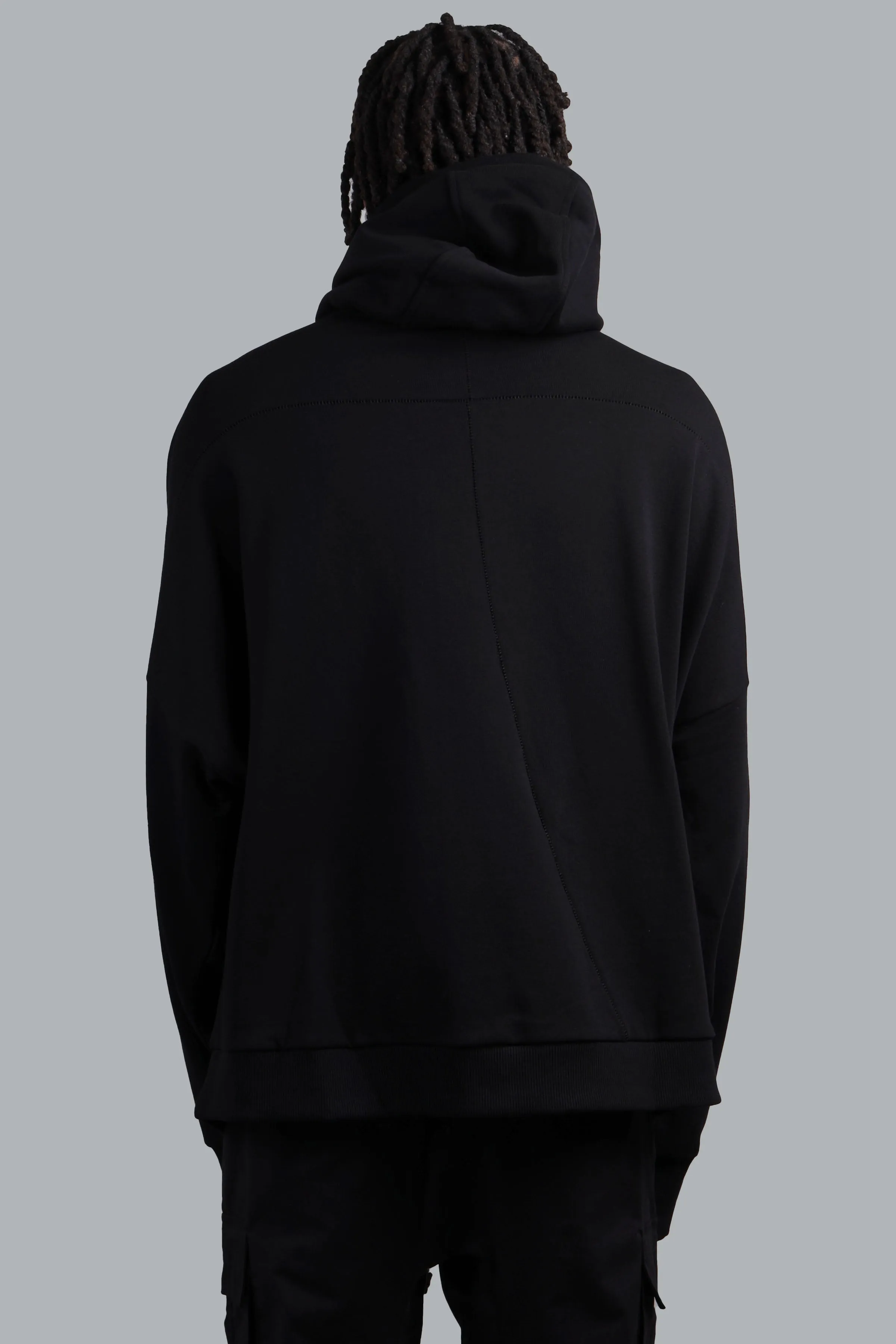 Zip Through Hoodie Black