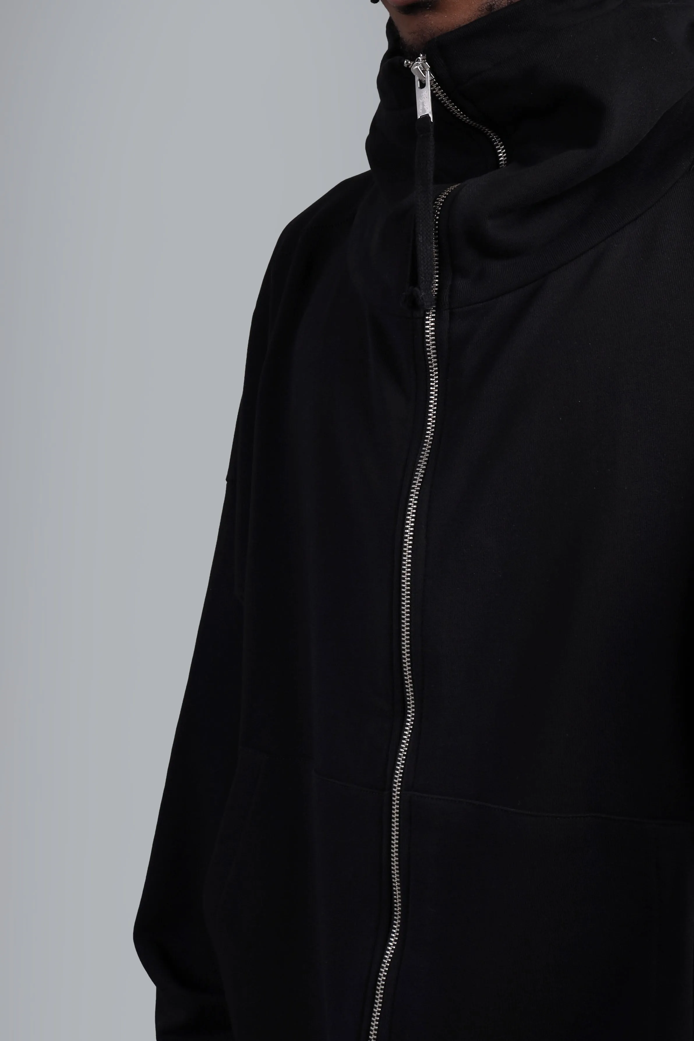 Zip Through Hoodie Black